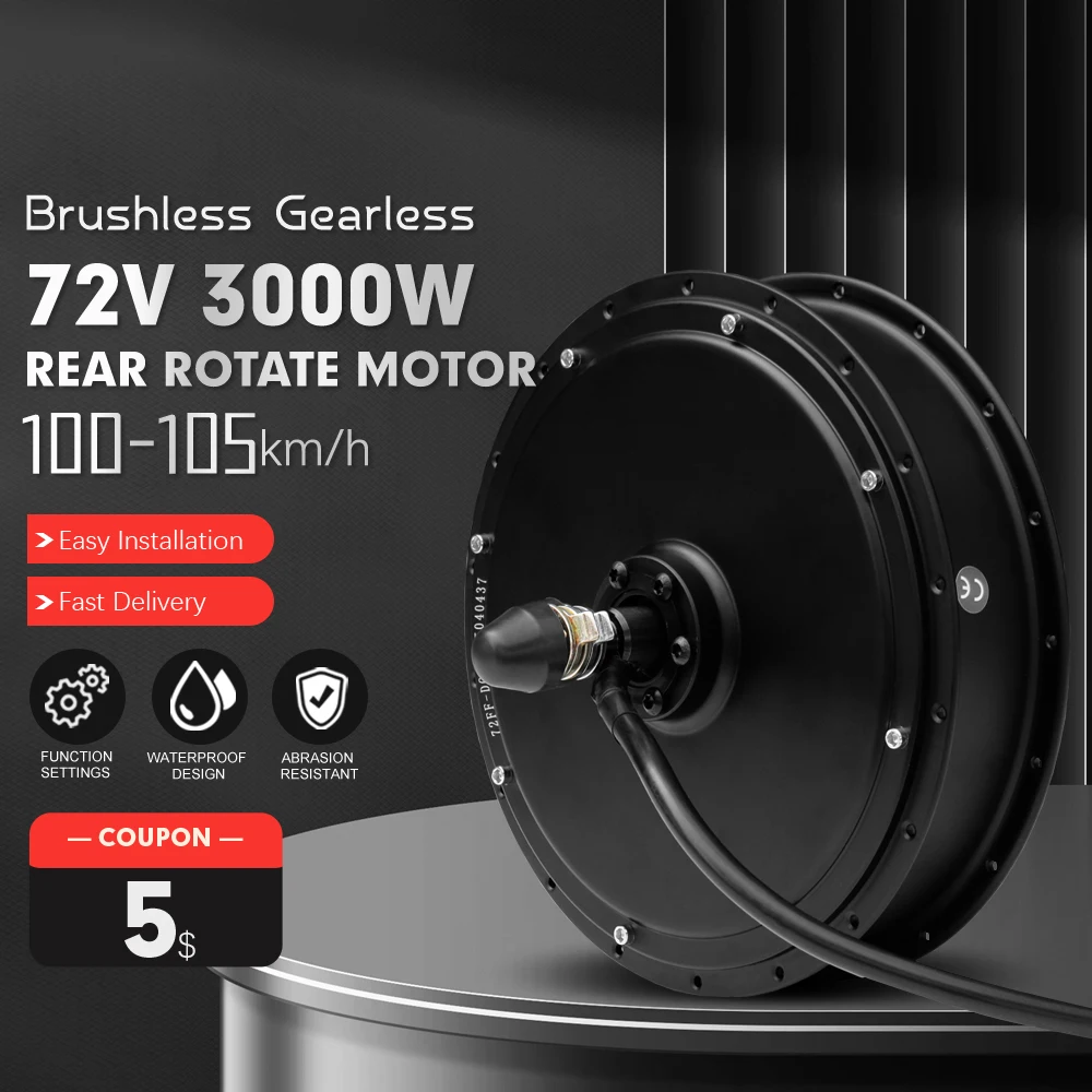 Electric Bike Motor 72V 3000W Speed 95-105km/h Rear Rotate Brushless Non-gear Hub Motor for Ebike Conversion Kit and Scooter
Electric Bike Motor 72V 3000W Speed 95-105km/h Rear Rotate Brushless Non-gear Hub Motor for Ebike Conversion Kit and Scooter