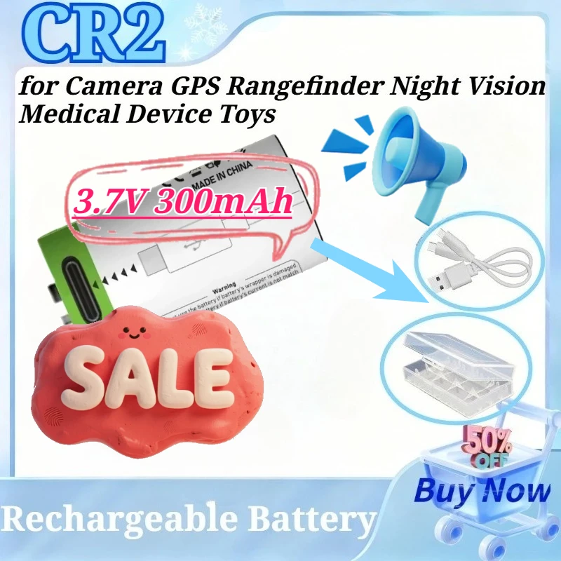 CR2 3.7V 300mAh Type-C USB Fast Charge Rechargeable Li-ion Battery for Camera GPS Rangefinder Night Vision Medical Device Toys
CR2 3.7V 300mAh Type-C USB Fast Charge Rechargeable Li-ion Battery for Camera GPS Rangefinder Night Vision Medical Device Toys