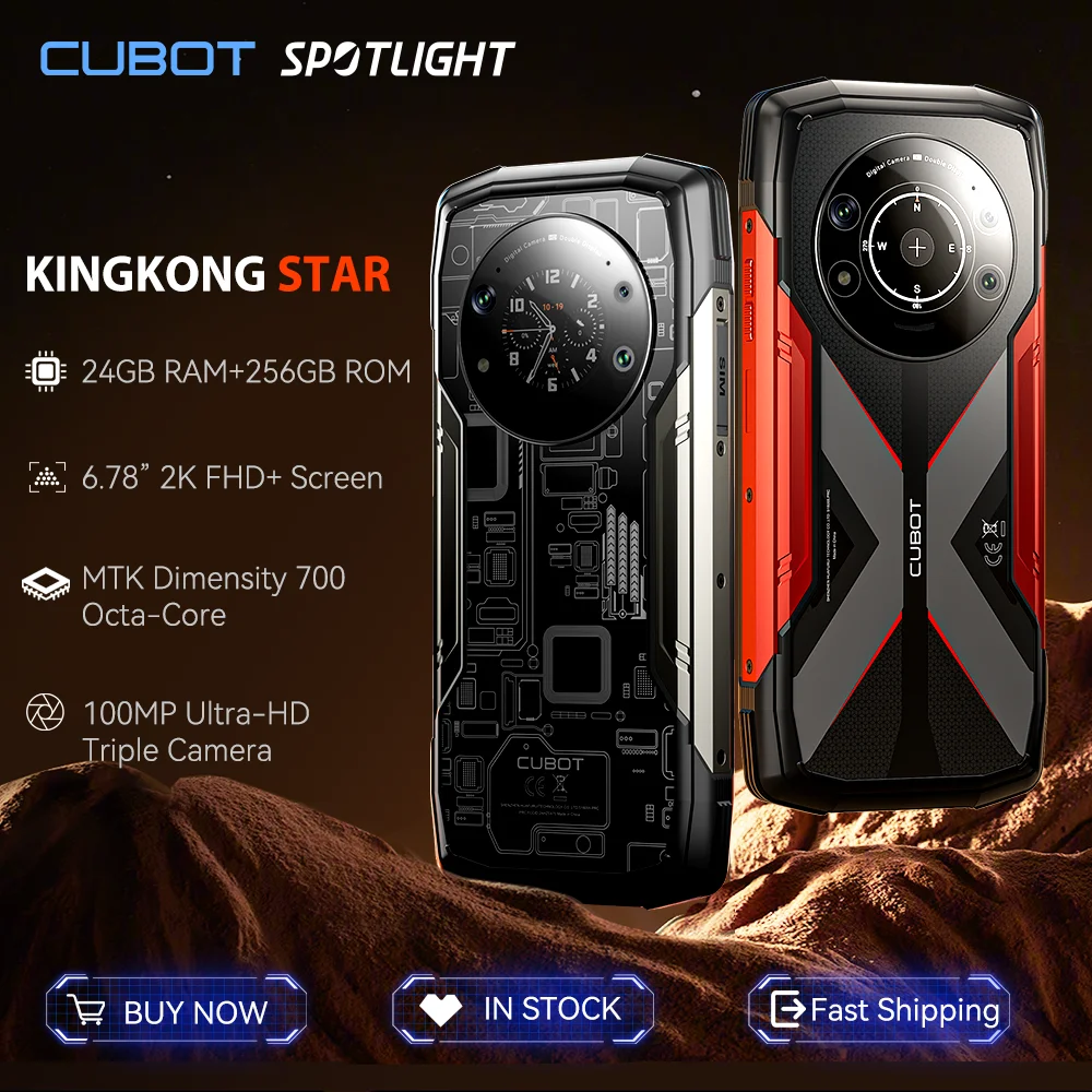Cubot KingKong Star Rugged Smartphone 5G, 24GB(12+12GB) RAM, 256GB ROM, 6.78" 2K Screen, 100MP Camera, 10600mAh, 33W Charge, NFC
Cubot KingKong Star Rugged Smartphone 5G, 24GB(12+12GB) RAM, 256GB ROM, 6.78" 2K Screen, 100MP Camera, 10600mAh, 33W Charge, NFC