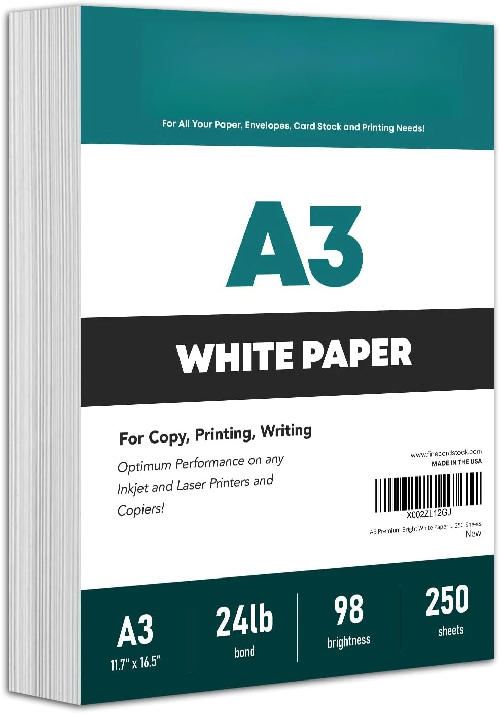 11.7"×16.5" A3 Bright White Paper,60lb Text 90gsm 250 Sheets,Multipurpose for Office Copy and Printing
11.7"×16.5" A3 Bright White Paper,60lb Text 90gsm 250 Sheets,Multipurpose for Office Copy and Printing