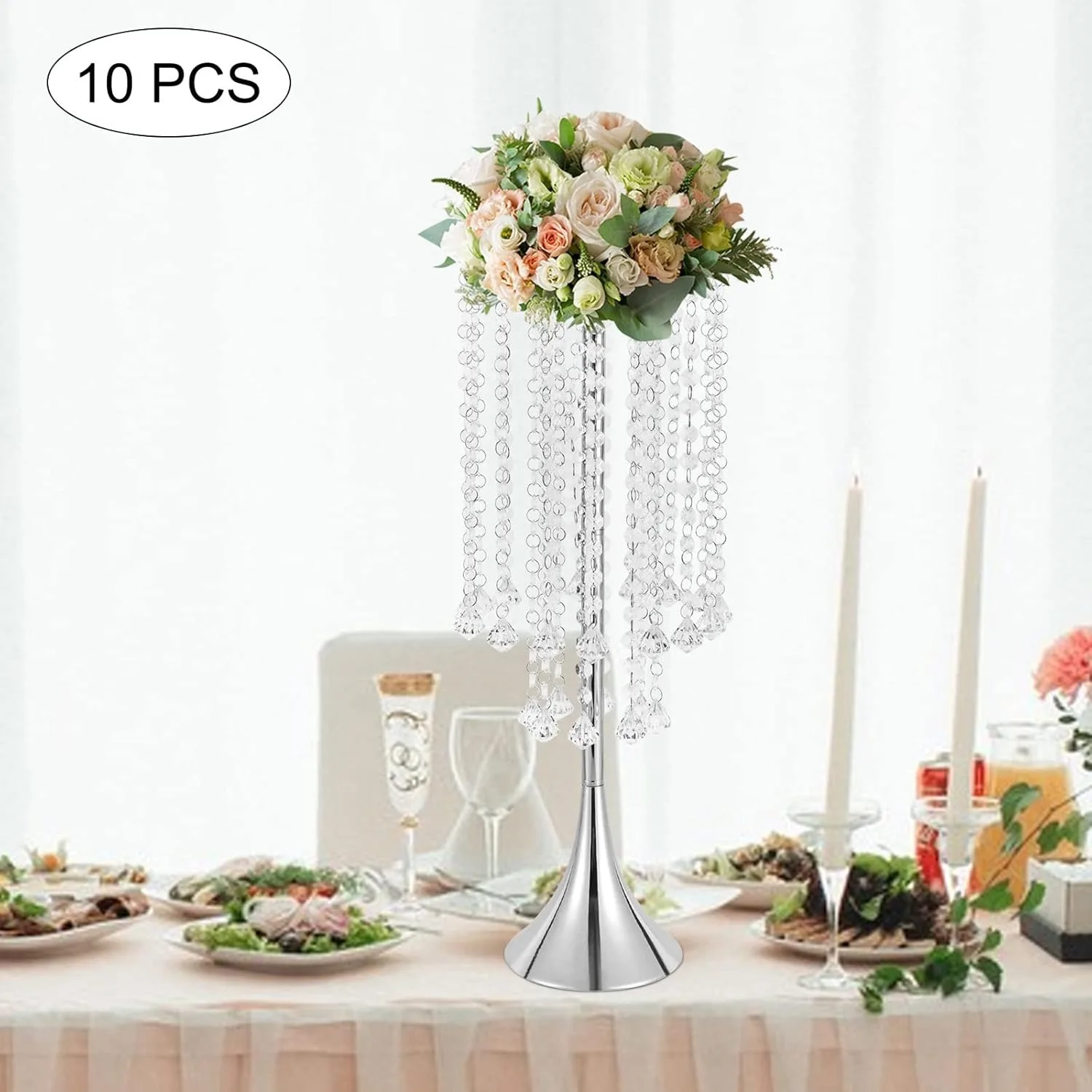 10 Pcs Wedding Crystal Flower Stands, 21.9 Inch High Metal Flower Arrangement Vases, Table Centerpieces For Parties, Celebration Ceremonies, Birthday, Anniversaries, Easy To Assemble
10 Pcs Wedding Crystal Flower Stands, 21.9 Inch High Metal Flower Arrangement Vases, Table Centerpieces For Parties, Celebration Ceremonies, Birthday, Anniversaries, Easy To Assemble
