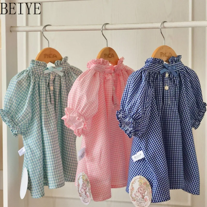 Original Design Plaid Girls Top Basic Versatile Summer New Comfortable Shirt Children Short Sleeve Daily Wear Simple Blouses
Original Design Plaid Girls Top Basic Versatile Summer New Comfortable Shirt Children Short Sleeve Daily Wear Simple Blouses