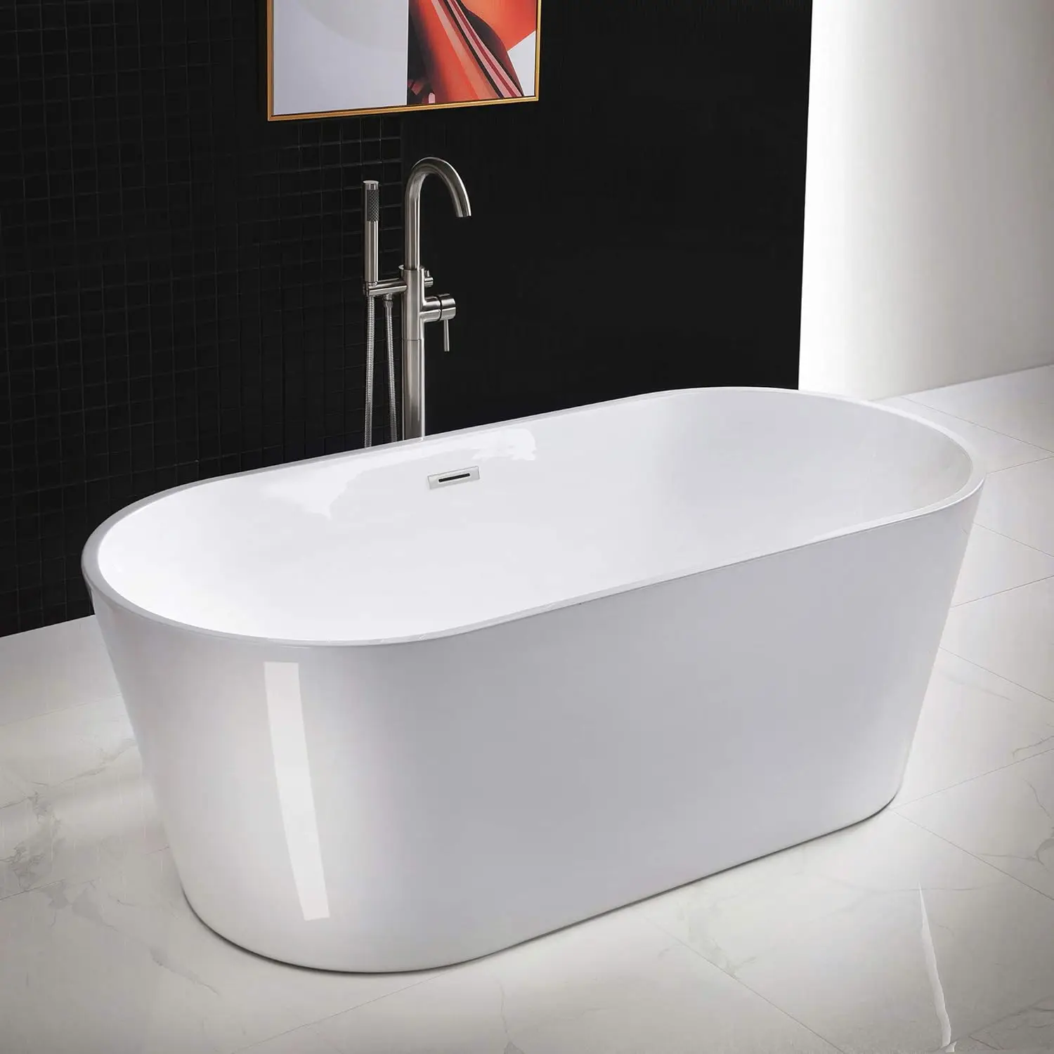 67" Acrylic Freestanding Bathtub Contemporary Soaking White Tub with Brushed Nickel Overflow and Drain,B0013-BN
67" Acrylic Freestanding Bathtub Contemporary Soaking White Tub with Brushed Nickel Overflow and Drain,B0013-BN