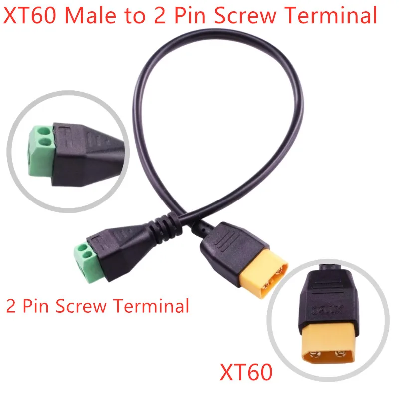 30cm XT60 male to 2 Pin Terminal Quick Connect Adapter Solderless Charging Connector Power Cable for Drone FPV Battery Charger
30cm XT60 male to 2 Pin Terminal Quick Connect Adapter Solderless Charging Connector Power Cable for Drone FPV Battery Charger