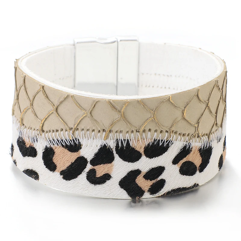 Amorcome Boho Splicing Fish Scale Leopard Printed Leather Bracelets for Women Vintage Wide Wrap Bracelet Party Jewelry Gifts
Amorcome Boho Splicing Fish Scale Leopard Printed Leather Bracelets for Women Vintage Wide Wrap Bracelet Party Jewelry Gifts