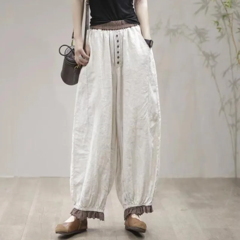 Spring Autumn Simplicity Office Lady Bloomers Women Fashion Buttons Solid Color Wide Leg Trend All-match Patchwork Casual Pants
Spring Autumn Simplicity Office Lady Bloomers Women Fashion Buttons Solid Color Wide Leg Trend All-match Patchwork Casual Pants