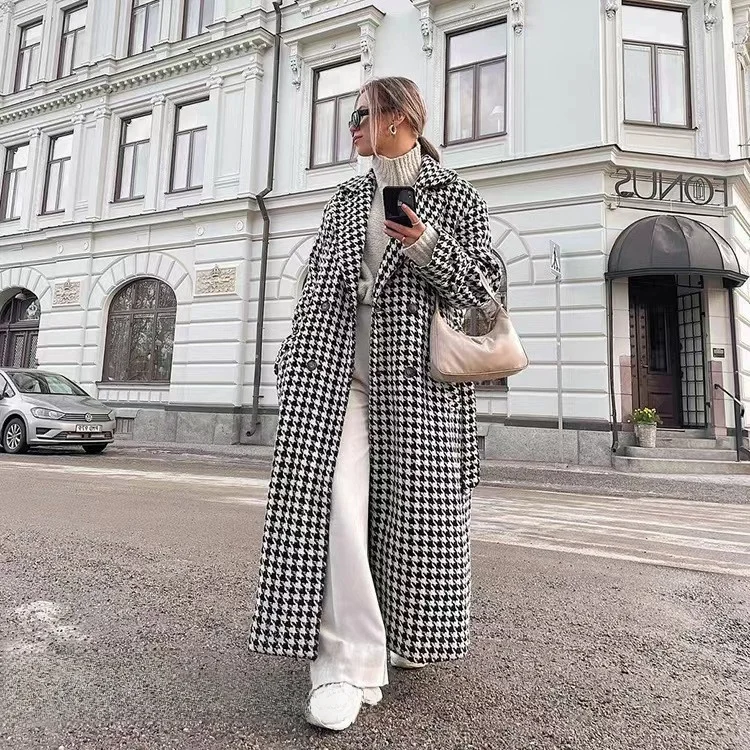 Faionable Long Plaid Windbreaker Coat Bla White Commute Sle Loose Fit with kets Long Sve Suit Collar Single Button
Faionable Long Plaid Windbreaker Coat Bla White Commute Sle Loose Fit with kets Long Sve Suit Collar Single Button