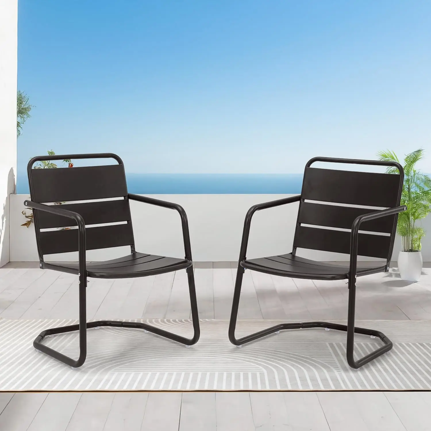 Patio Chairs Set of 2, Small Patio Furniture Set - 2 C-Spring Metal Chairs, Outdoor Bistro Set for Balcony, Deck, Indoor, Black
Patio Chairs Set of 2, Small Patio Furniture Set - 2 C-Spring Metal Chairs, Outdoor Bistro Set for Balcony, Deck, Indoor, Black