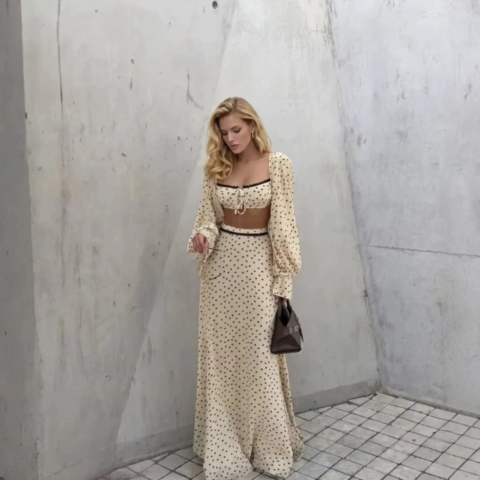 Casual Dress 2 Piece Set Crop Top Square Neckline Dresses Women's Matching Sets Maxi Dress Cream Base Color Long Dress with
Casual Dress 2 Piece Set Crop Top Square Neckline Dresses Women's Matching Sets Maxi Dress Cream Base Color Long Dress with