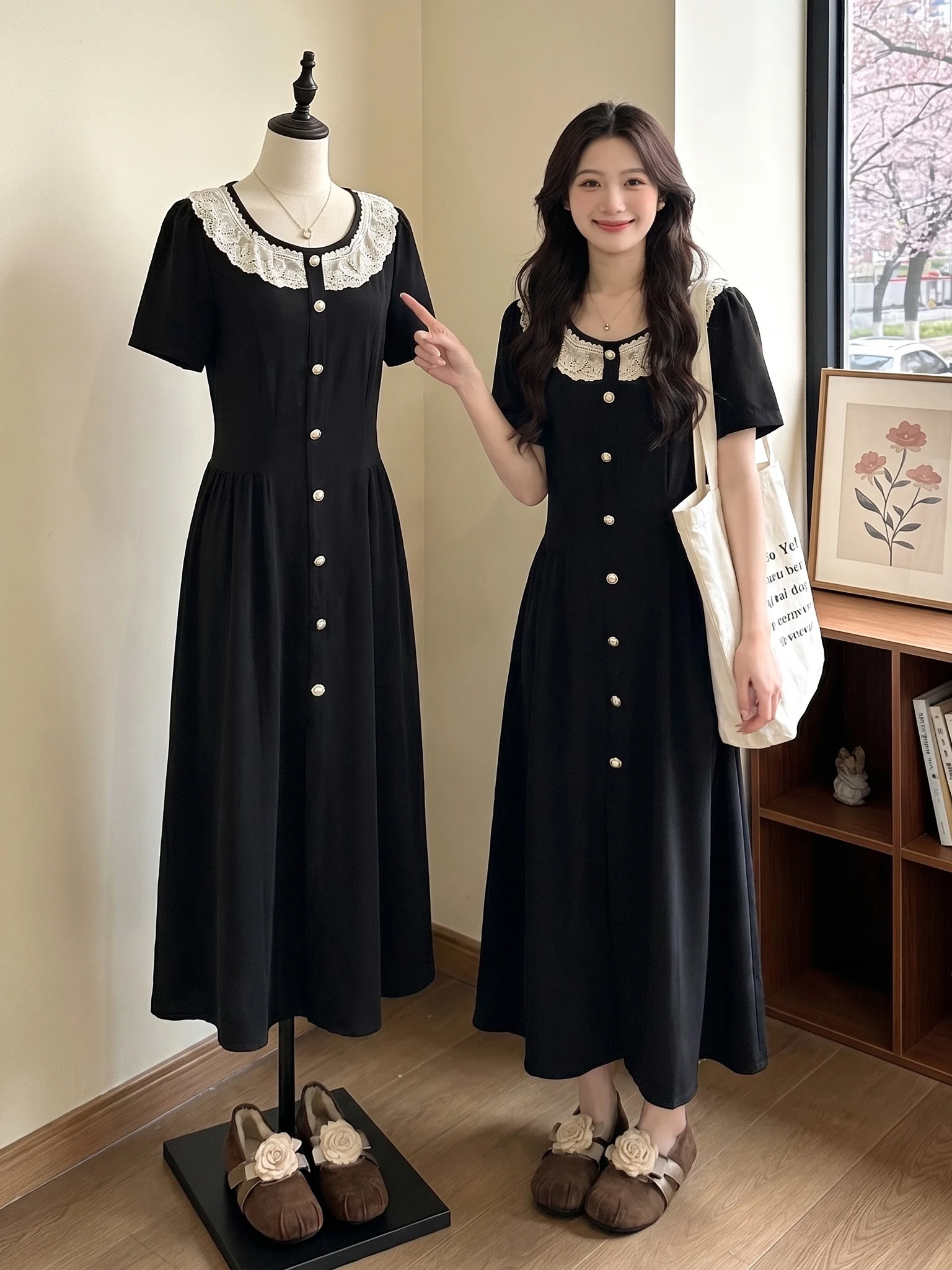 Elegant Lace Doll Collar Shoulder Length Dress Hepburn Style Summer New plus Size Women's Fashion Commute High Waist Polyeste...
Elegant Lace Doll Collar Shoulder Length Dress Hepburn Style Summer New plus Size Women's Fashion Commute High Waist Polyeste...