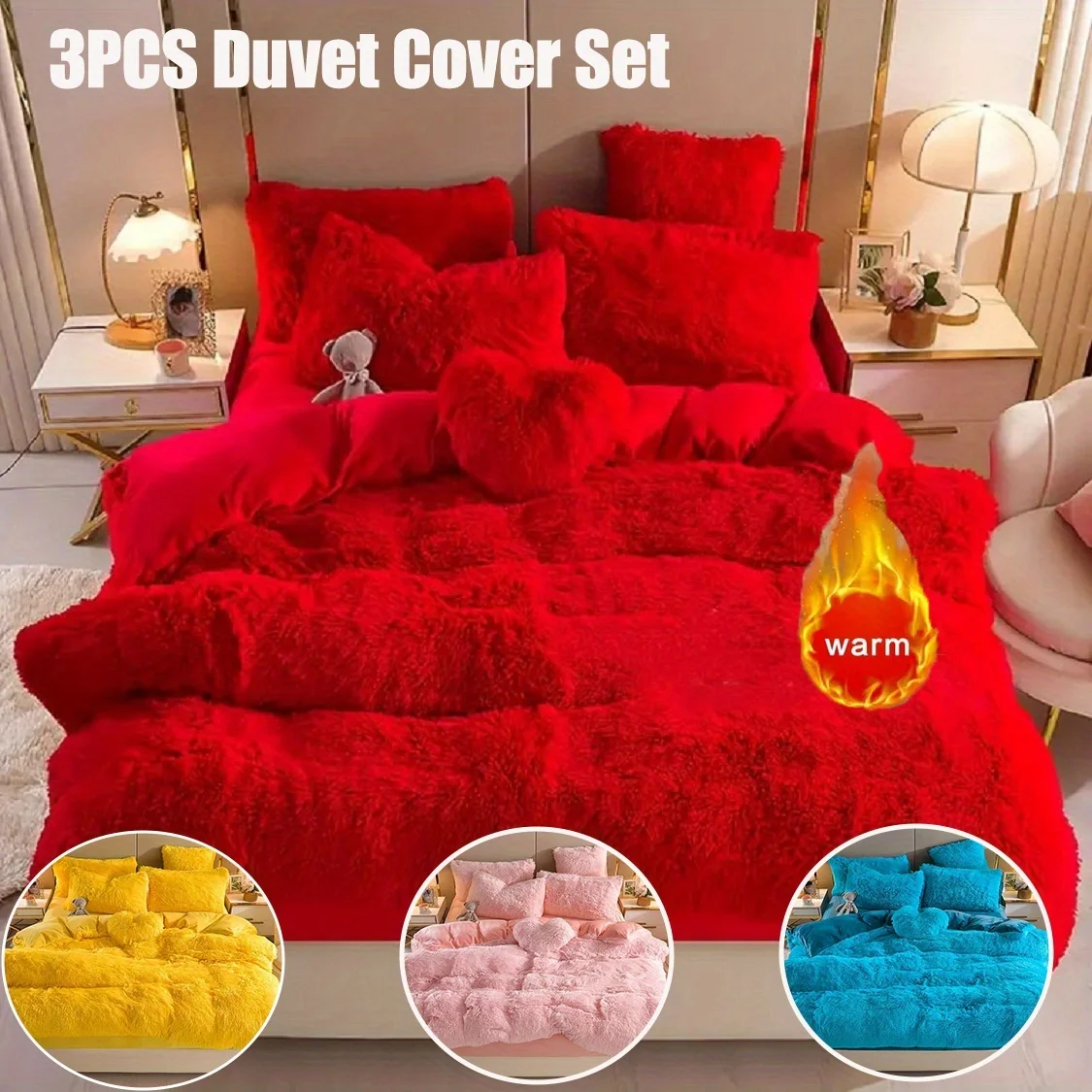 usFaux Fur Comforter Set Duvet Cover Set 3/4pcs- Ultra Soft Bedding Set With Comforter Cover, Pillowcases & Heart Pillow For Twin Queen King Size Bed (Insert Not Included)d
usFaux Fur Comforter Set Duvet Cover Set 3/4pcs- Ultra Soft Bedding Set With Comforter Cover, Pillowcases & Heart Pillow For Twin Queen King Size Bed (Insert Not Included)d