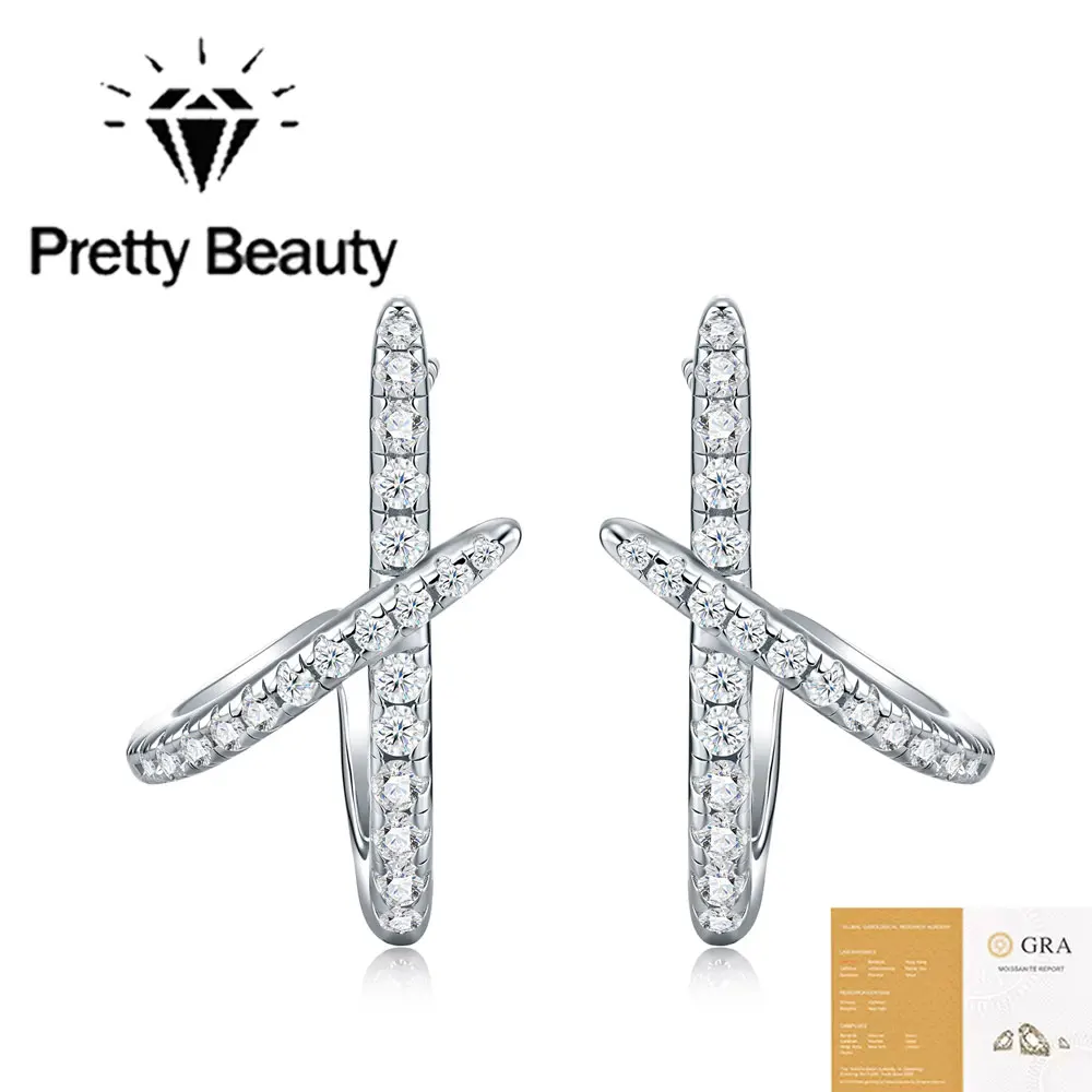 Pretty Beauty X Shaped Moissanite Stud Earrings for Women 925 Sterling Silver Full Pave Diamond Criss Cross Earrings Jewelry
Pretty Beauty X Shaped Moissanite Stud Earrings for Women 925 Sterling Silver Full Pave Diamond Criss Cross Earrings Jewelry
