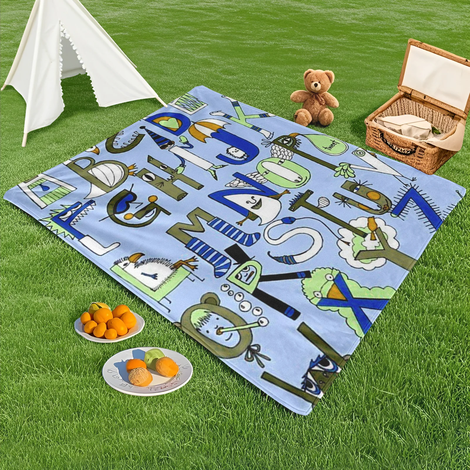 Cozy Outdoor Cartoon Alphabet Blanket With Light Blue Background And Personified Design For Comfortable Picnics And Relaxation
Cozy Outdoor Cartoon Alphabet Blanket With Light Blue Background And Personified Design For Comfortable Picnics And Relaxation