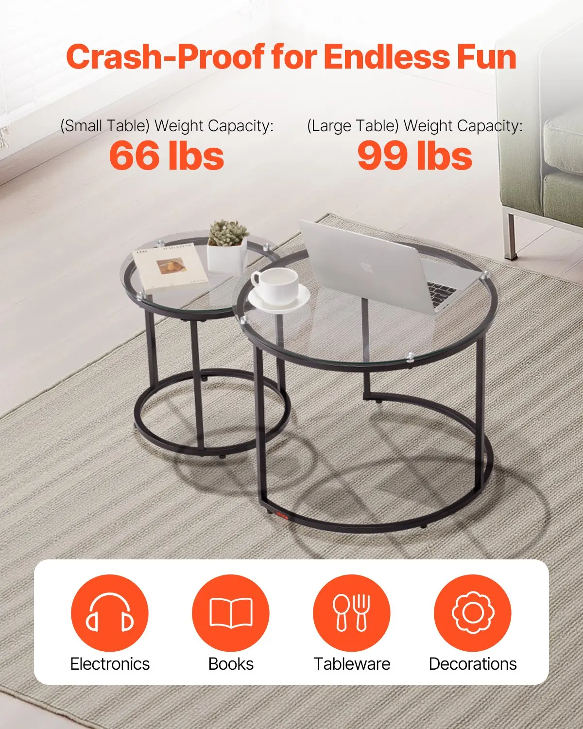 Nesting Coffee Table Set Of 2, 23.6 In Round Coffee Table, Glass Nesting Tables For Small Place, Modern End Side Tables Night Stand With Metal Frame, For Living Room, Bedroom, Balcony, Office
Nesting Coffee Table Set Of 2, 23.6 In Round Coffee Table, Glass Nesting Tables For Small Place, Modern End Side Tables Night Stand With Metal Frame, For Living Room, Bedroom, Balcony, Office