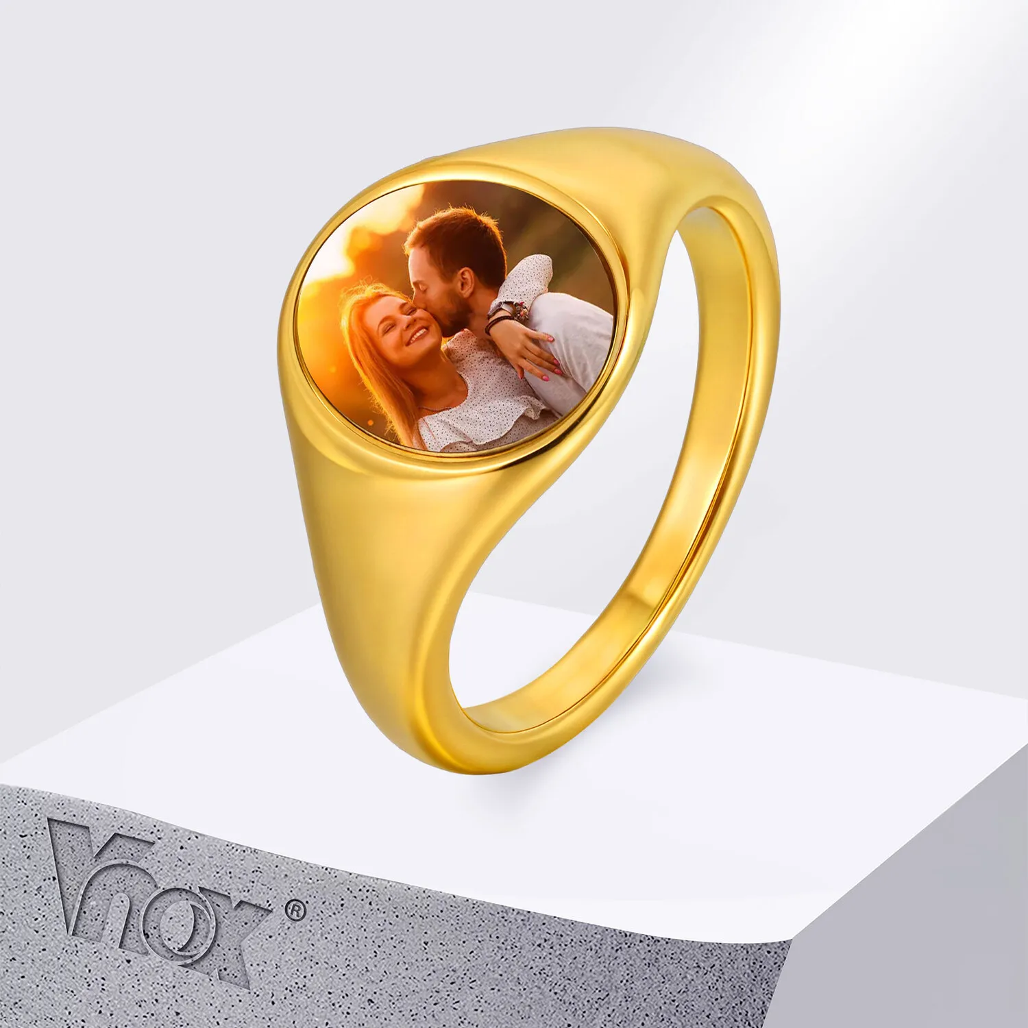 Vnox Classic Stainless Steel Smooth Rings, Free Custom Photo Heart Round Ring, Family Jewelry Gifts
Vnox Classic Stainless Steel Smooth Rings, Free Custom Photo Heart Round Ring, Family Jewelry Gifts