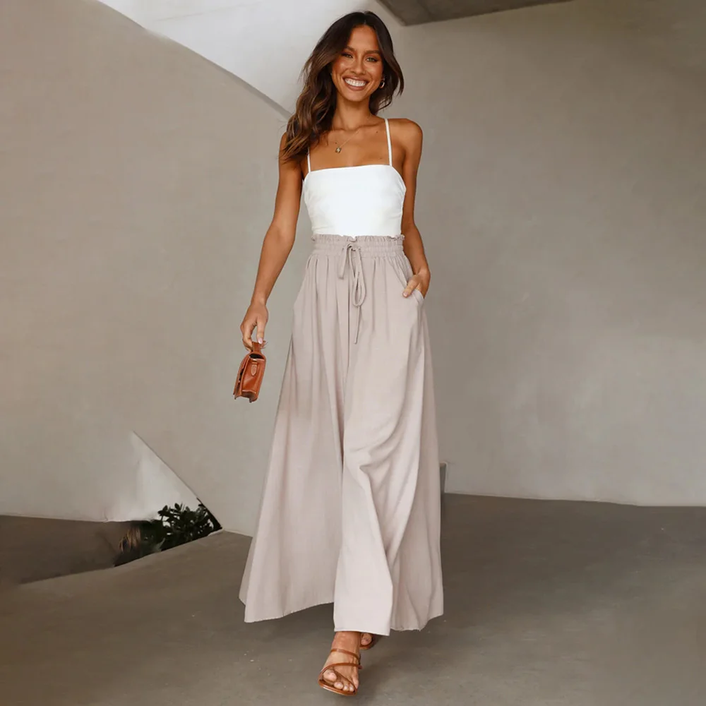 Spring and summer casual wide leg popular loose casual fashion pants women's high waist Bell-bottoms street trend solid pants
Spring and summer casual wide leg popular loose casual fashion pants women's high waist Bell-bottoms street trend solid pants