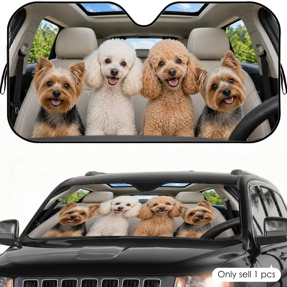 Poodle and Yorkie Sun Visor Car Windshield Sunshade UV Protection Reflective Foldable Heat Insulation Cover
Poodle and Yorkie Sun Visor Car Windshield Sunshade UV Protection Reflective Foldable Heat Insulation Cover