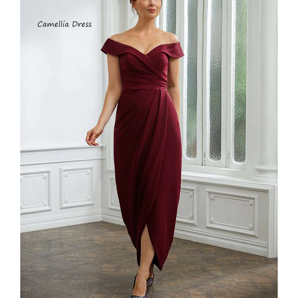 Elegant Sheath Party Dress Vintage Ruched Mother of the Bride Dresses Sleeveless Off-the-Shoulder Prom Gown Vestido De Noiva
Elegant Sheath Party Dress Vintage Ruched Mother of the Bride Dresses Sleeveless Off-the-Shoulder Prom Gown Vestido De Noiva