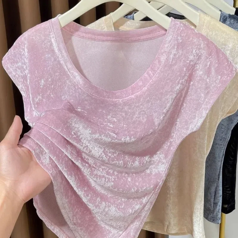 Small Flying Sleeves Ice Silk Short-sleeved Women's Top U-neck Sleeveless Mesh Black Round Neck T-shirt
Small Flying Sleeves Ice Silk Short-sleeved Women's Top U-neck Sleeveless Mesh Black Round Neck T-shirt