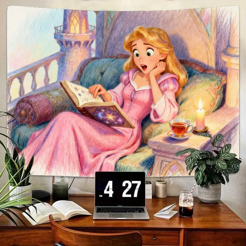 1 шт., гобелен принцессы Рапунцель для чтения, мечтательный сказочный замок, настенное искусство, современный домашний декор из полиэстера для девочек, спальня, гостиная R 
1 шт., гобелен принцессы Рапунцель для чтения, мечтательный сказочный замок, настенное искусство, современный домашний декор из полиэстера для девочек, спальня, гостиная R