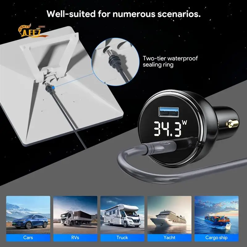 AEE7-For Starlink Mini 100W 2-In-1 Car Charger With 3Meter Type-C To DC Cable LED Screen Insert The Cigarette Lighter Hole
AEE7-For Starlink Mini 100W 2-In-1 Car Charger With 3Meter Type-C To DC Cable LED Screen Insert The Cigarette Lighter Hole