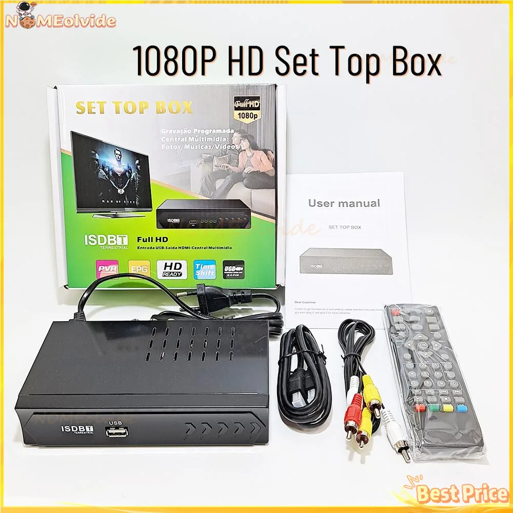 ISDB-T For Chile 1080P HD Set Top Box Terrestrial Digital Video Broadcasting TV Receiver With HDMI RCA Interface Cable
ISDB-T For Chile 1080P HD Set Top Box Terrestrial Digital Video Broadcasting TV Receiver With HDMI RCA Interface Cable