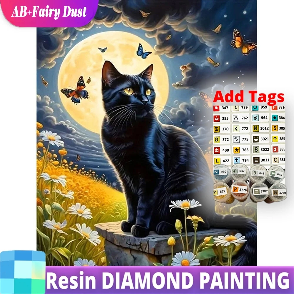 Resin AB Fairy Dust Diamond Mosaic Black cat Animal Picture of rhinestones flower Painting Cartoon DIY Embroidery moon Handicraf
Resin AB Fairy Dust Diamond Mosaic Black cat Animal Picture of rhinestones flower Painting Cartoon DIY Embroidery moon Handicraf