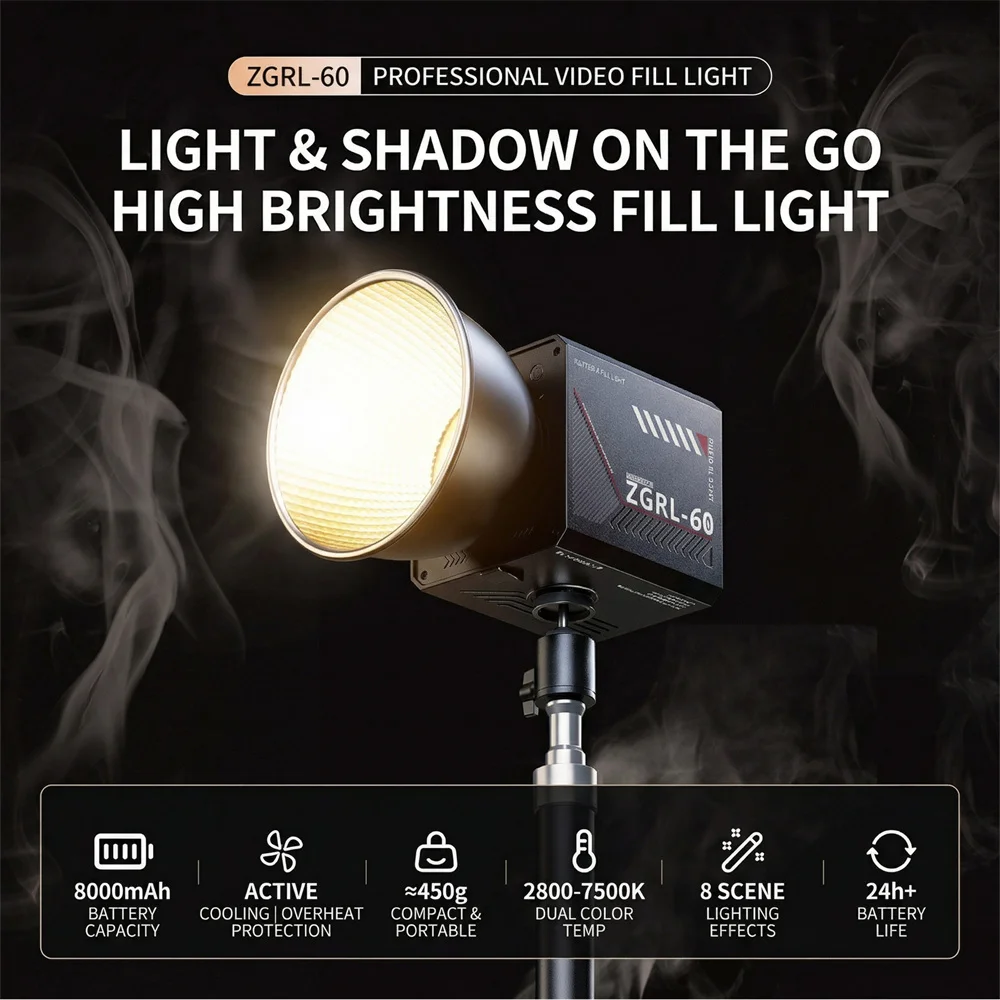 Bi-color COB Video Light Fill Light 2800K-7500K 8000mAh COB Light with Mini Bowens Mount for Indoor/Outdoor Photography
Bi-color COB Video Light Fill Light 2800K-7500K 8000mAh COB Light with Mini Bowens Mount for Indoor/Outdoor Photography