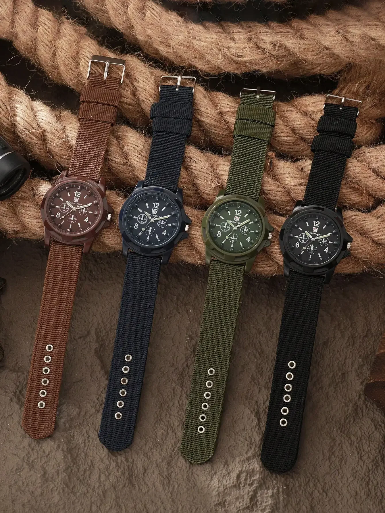 4pcs/Set Men's Nylon Strap Digital Dial Quartz Watch Combination, Fashionable Casual Outdoor Wristwatch, Holiday Gift
4pcs/Set Men's Nylon Strap Digital Dial Quartz Watch Combination, Fashionable Casual Outdoor Wristwatch, Holiday Gift