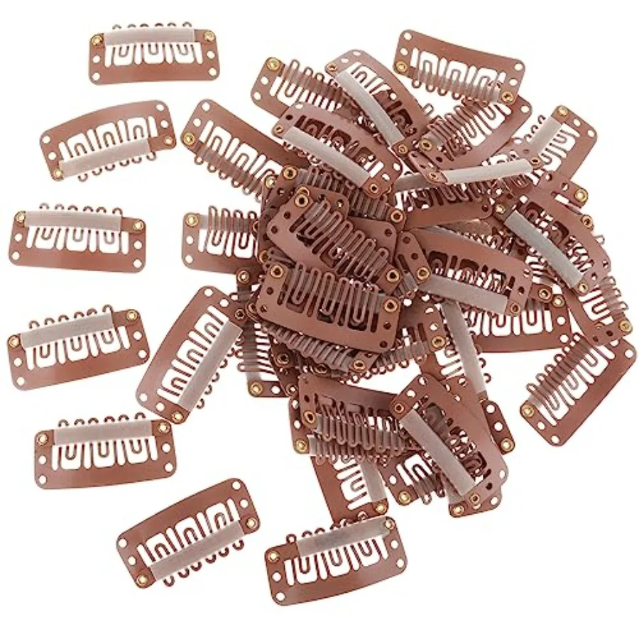 Wig and hair extension application: metal-silicon blend U-shape snap clips, silver color, 6-teeth design, 50PCS pack for secure
Wig and hair extension application: metal-silicon blend U-shape snap clips, silver color, 6-teeth design, 50PCS pack for secure