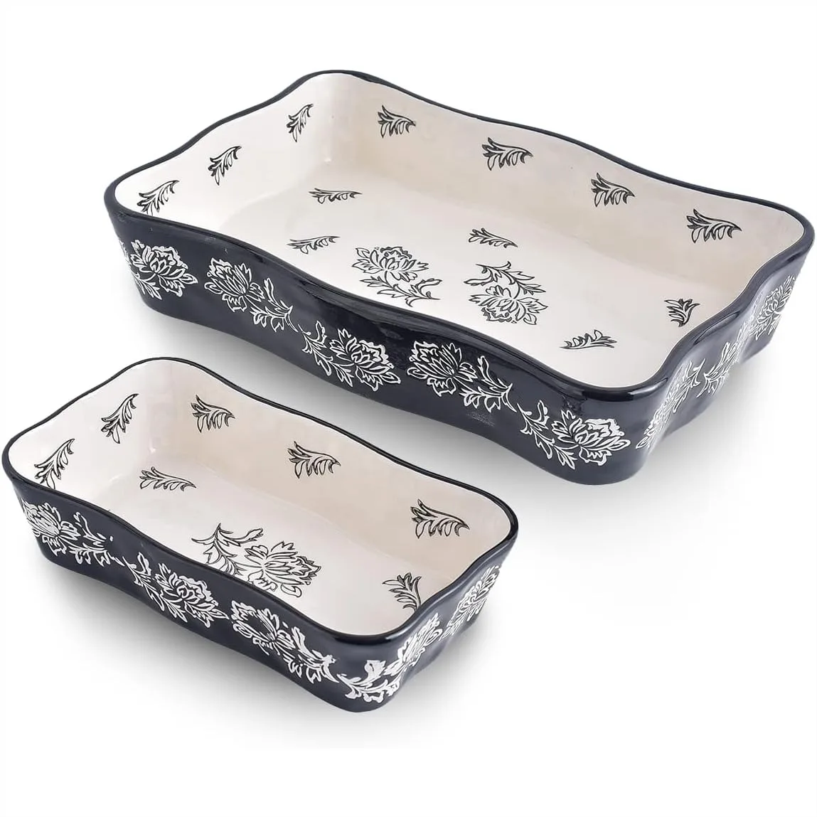 Ceramic Baking Dish Casserole Dish Lasagna Pan 2-Pcs Bakeware Sets, Wavy Side Design, Dishwasher Safe for Oven Use
Ceramic Baking Dish Casserole Dish Lasagna Pan 2-Pcs Bakeware Sets, Wavy Side Design, Dishwasher Safe for Oven Use