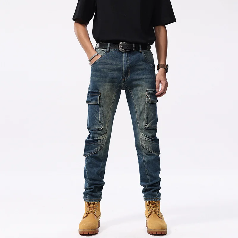 American fashion brand motorcycle multi-pocket jeans for men, fashionable splicing high-end retro fashion figure-flattering feet
American fashion brand motorcycle multi-pocket jeans for men, fashionable splicing high-end retro fashion figure-flattering feet