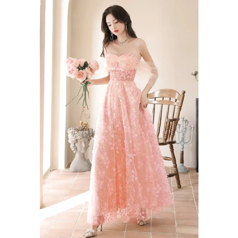 New Women's Pink Strapless Super Fairy Light Gauze Petal Evening Dress Fashionable Slimming High-end Feeling Niche Banquet Dress
New Women's Pink Strapless Super Fairy Light Gauze Petal Evening Dress Fashionable Slimming High-end Feeling Niche Banquet Dress