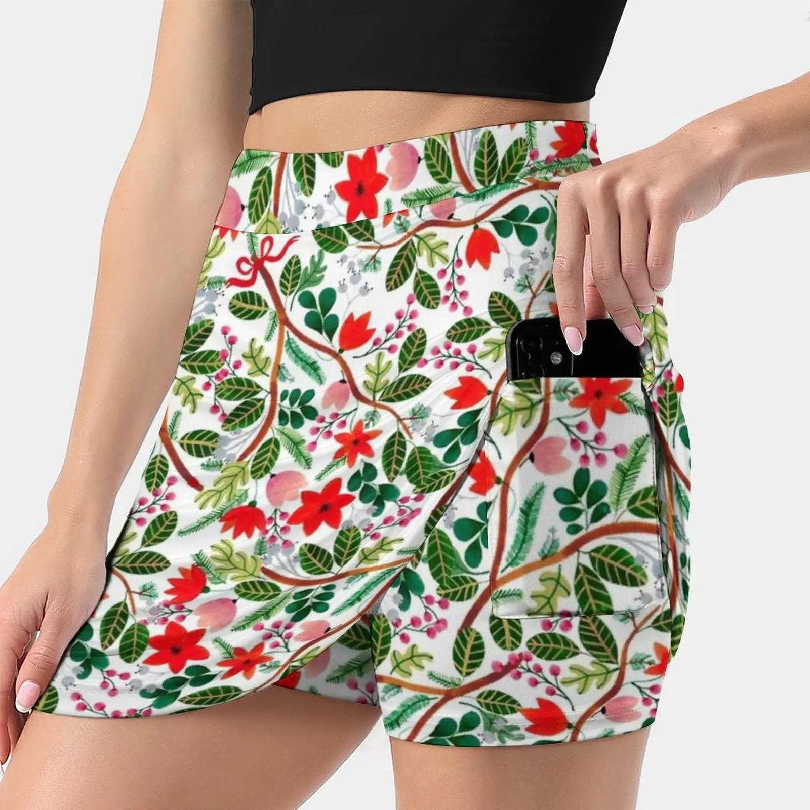 Christmas Floral Pattern Women's skirt With Hide Pocket Tennis Skirt Golf Skirts Badminton Skirts Running skirts Gouache Floral
Christmas Floral Pattern Women's skirt With Hide Pocket Tennis Skirt Golf Skirts Badminton Skirts Running skirts Gouache Floral