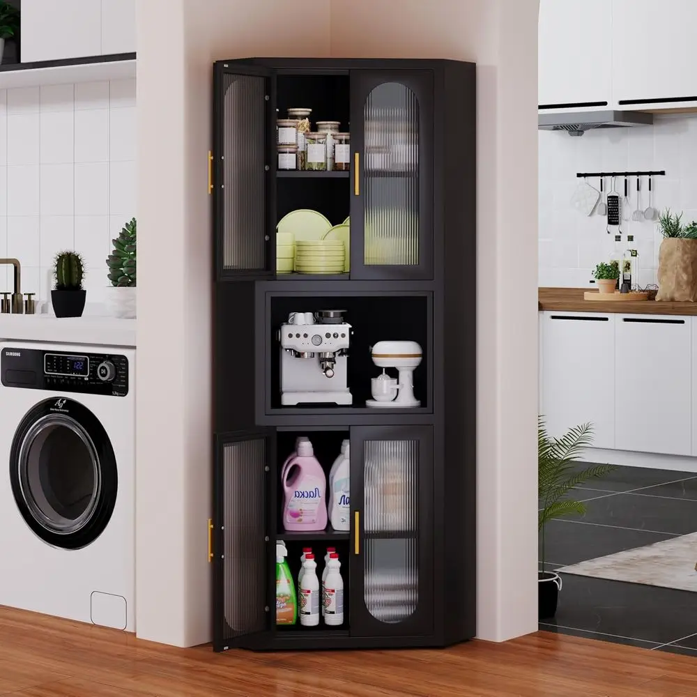 Metal Tall Cabinet with 4 Acrylic Doors & 1 Open Shelf for Kitchen, Bathroom, Living Room, and More (Black)
Metal Tall Cabinet with 4 Acrylic Doors & 1 Open Shelf for Kitchen, Bathroom, Living Room, and More (Black)