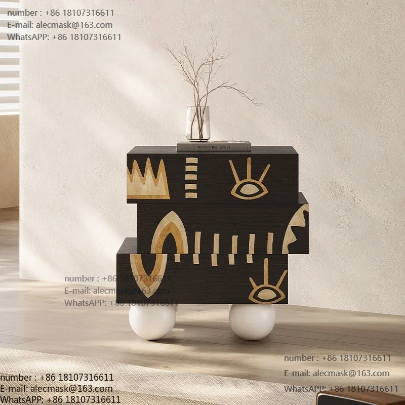 French retro style solid wood bedside table home bedroom designer irregular graffiti personality
French retro style solid wood bedside table home bedroom designer irregular graffiti personality