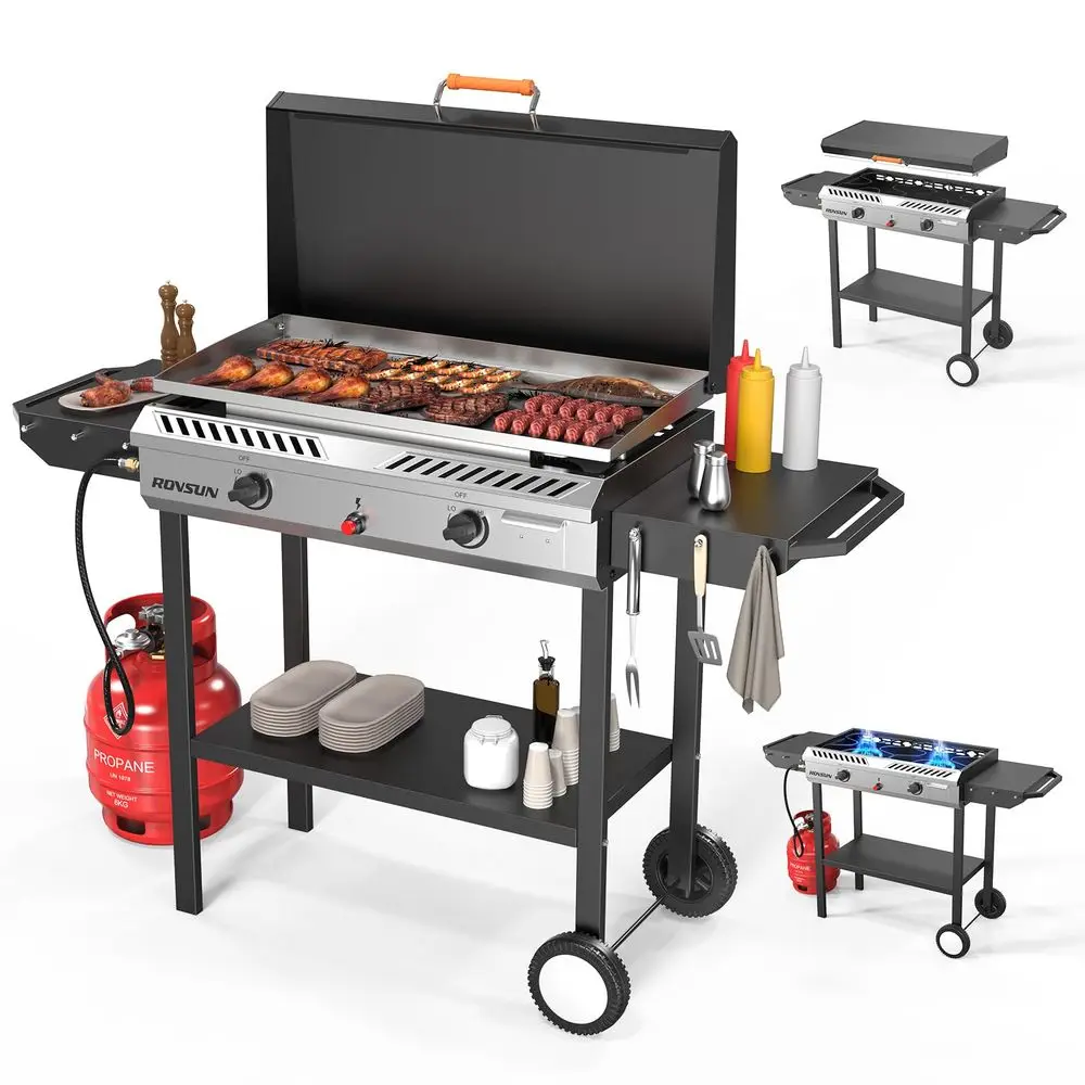 2in1 Propane Stove amp 30 Griddle Combo with Ignition, 2 Burner 150,000 BTU Gas Stove amp Grill with Side Shelves, Rolling Whee
2in1 Propane Stove amp 30 Griddle Combo with Ignition, 2 Burner 150,000 BTU Gas Stove amp Grill with Side Shelves, Rolling Whee