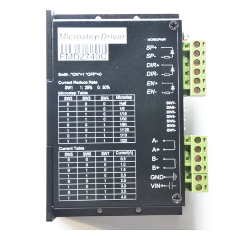 FMD2740C 2-фазный драйвер шагового двигателя с ЧПУ 50 В постоянного тока/4 А/128 микрошагового двигателя для фрезерного станка с ЧПУ Nema1723 шагового двигателя
FMD2740C 2-фазный драйвер шагового двигателя с ЧПУ 50 В постоянного тока/4 А/128 микрошагового двигателя для фрезерного станка с ЧПУ Nema1723 шагового двигателя