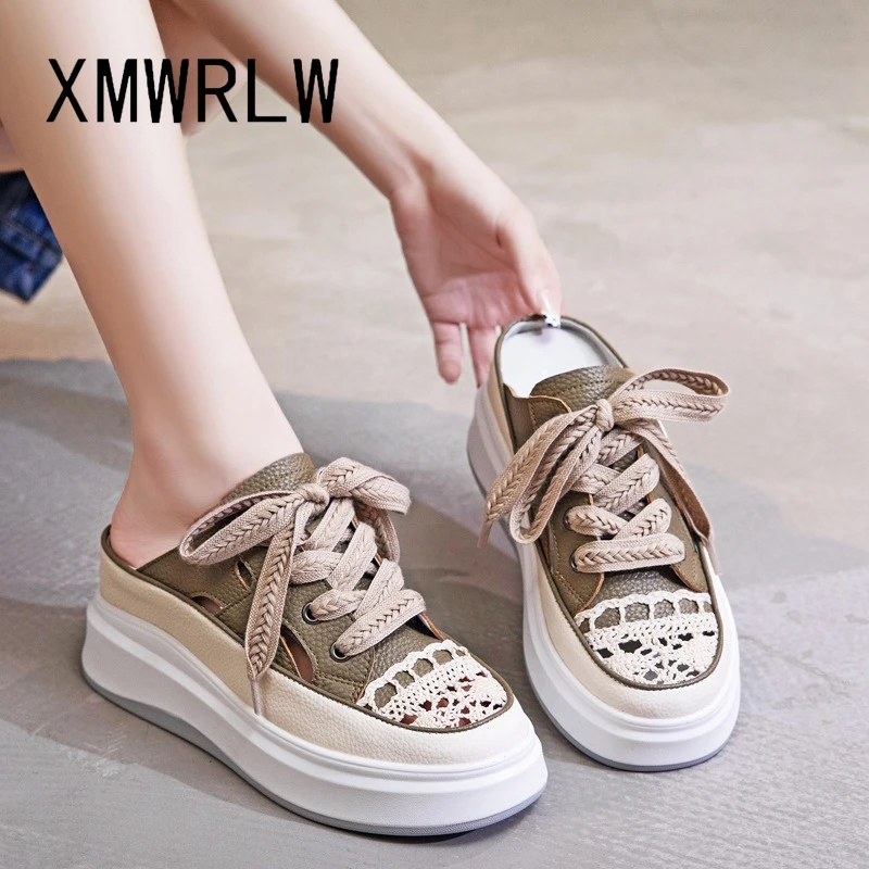 XMWRLW 2023 Women's Summer Slippers Casual Lace up Female Half Shoes Genuine Leather High Heels Women Summer Slippers Shoes
XMWRLW 2023 Women's Summer Slippers Casual Lace up Female Half Shoes Genuine Leather High Heels Women Summer Slippers Shoes