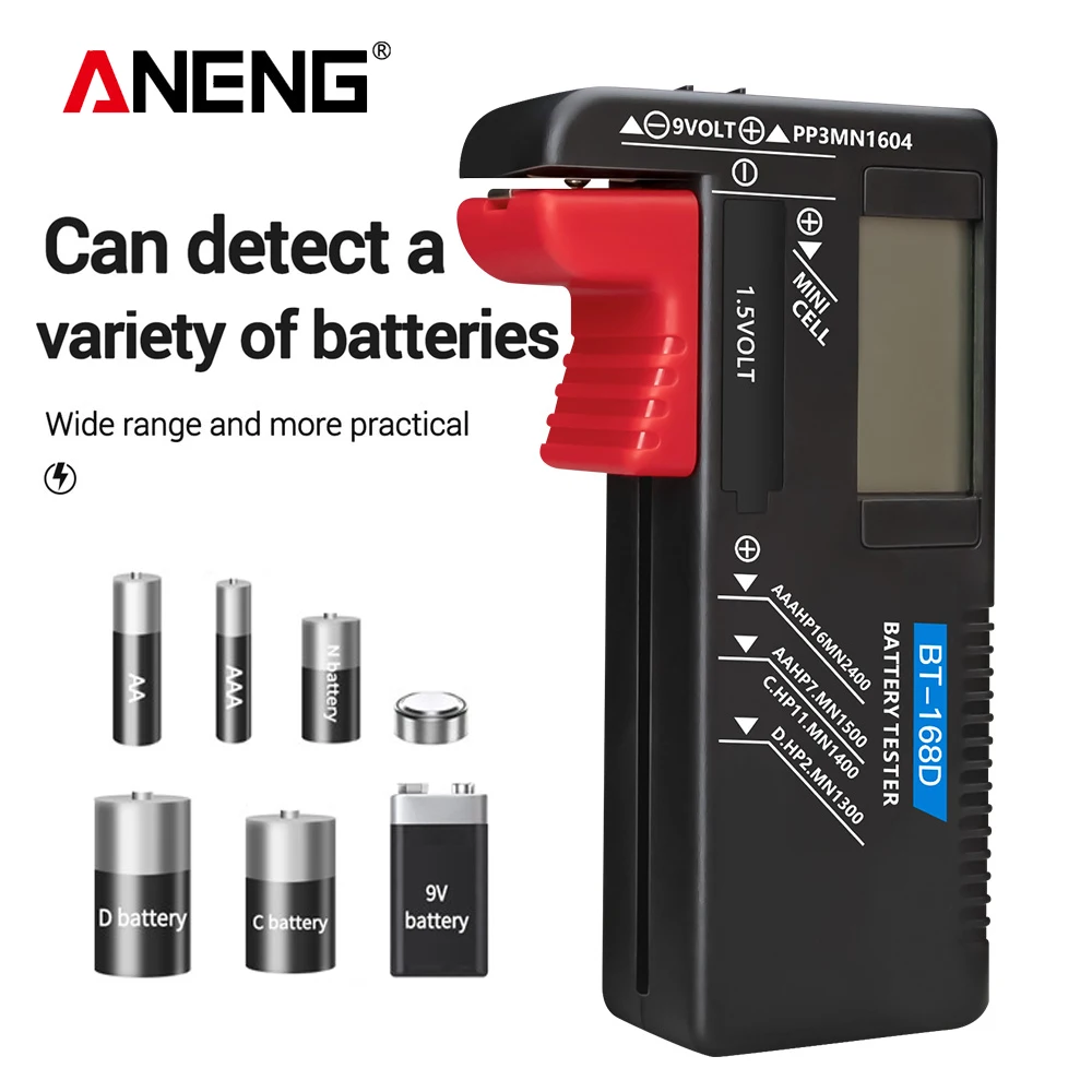 ANENG BT-168D Battery Capacity Tester Checkered Charge Indicador Professional Mini Digital Electronic Battery Tester Equipment
ANENG BT-168D Battery Capacity Tester Checkered Charge Indicador Professional Mini Digital Electronic Battery Tester Equipment