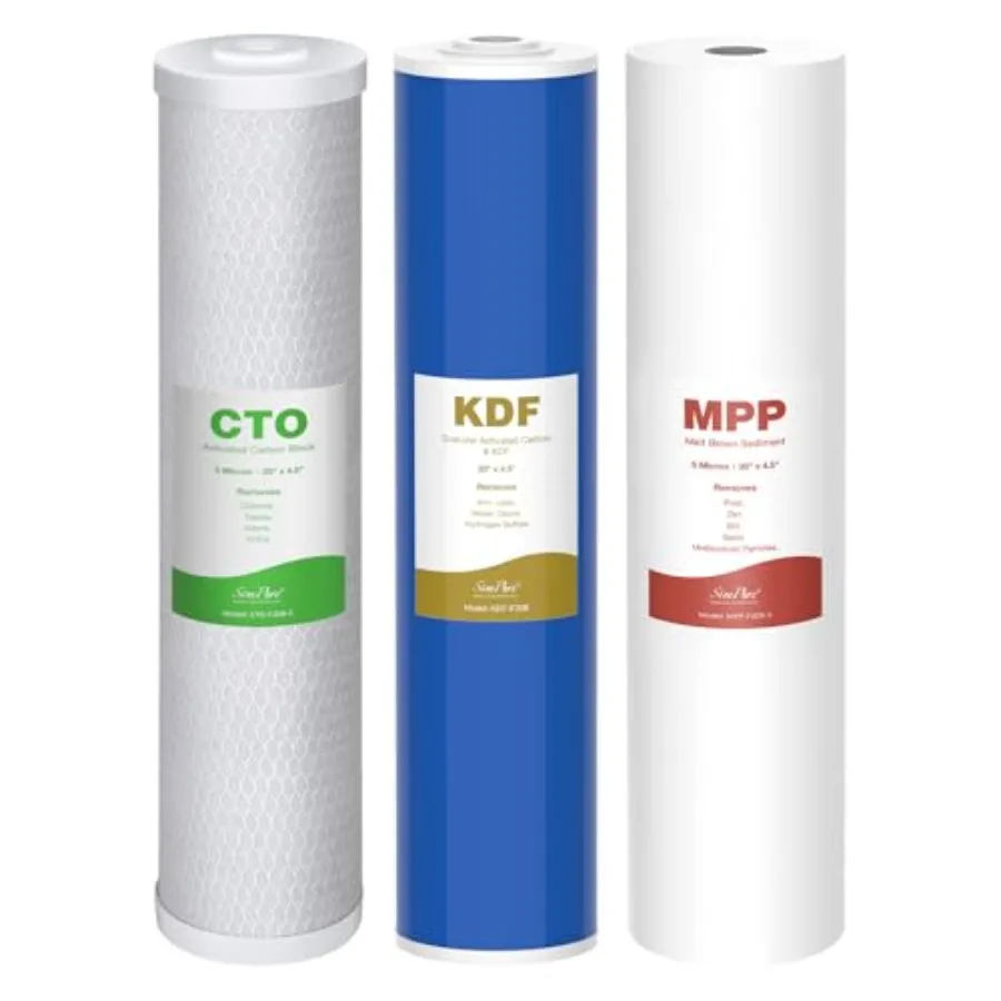 Комплект фильтров для воды для всего дома, 5 микрон, 20x4.5 дюймов, PP+CTO+GAC/KDF, 3-ступенчатый, для удаления осадка, углеводородов и тяжелых металлов, для D
Комплект фильтров для воды для всего дома, 5 микрон, 20x4.5 дюймов, PP+CTO+GAC/KDF, 3-ступенчатый, для удаления осадка, углеводородов и тяжелых металлов, для D