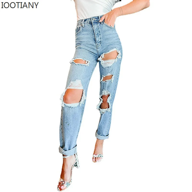 2023 High Waisted Skinny Hole Breaking Sexy Hottie Jeans Blue Streetwear Fashion Casual Straight Denim Trousers Women's Jeans
2023 High Waisted Skinny Hole Breaking Sexy Hottie Jeans Blue Streetwear Fashion Casual Straight Denim Trousers Women's Jeans