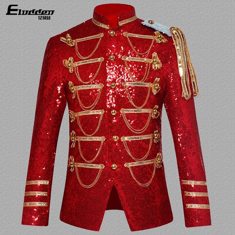2025 Men's sequined chain military suit host master of ceremonies dress, stage court dress blazer
2025 Men's sequined chain military suit host master of ceremonies dress, stage court dress blazer