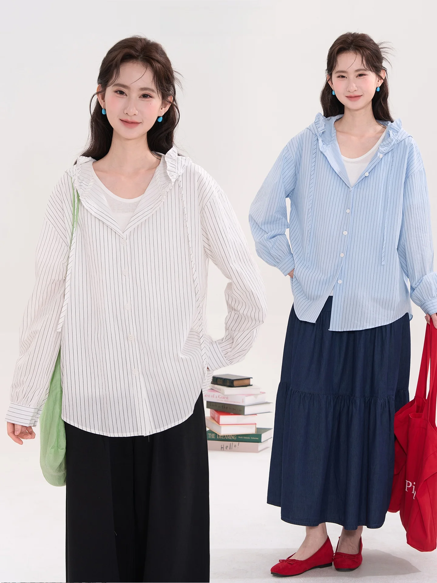 Heme Spring Women's Long Sleeve Shirt Gauze Transparent Pleated Wood Grain Hooded Striped Casual Loose Fit Cotton Blend
Heme Spring Women's Long Sleeve Shirt Gauze Transparent Pleated Wood Grain Hooded Striped Casual Loose Fit Cotton Blend