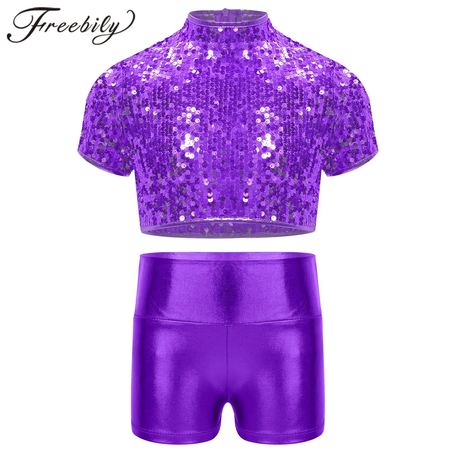 Kids Girls Metallic Jazz Dance Outfits Streetwear Hip Hop Costume Set Cheerleading Sequins Performance Dancewear Dancing Clothes 
Kids Girls Metallic Jazz Dance Outfits Streetwear Hip Hop Costume Set Cheerleading Sequins Performance Dancewear Dancing Clothes