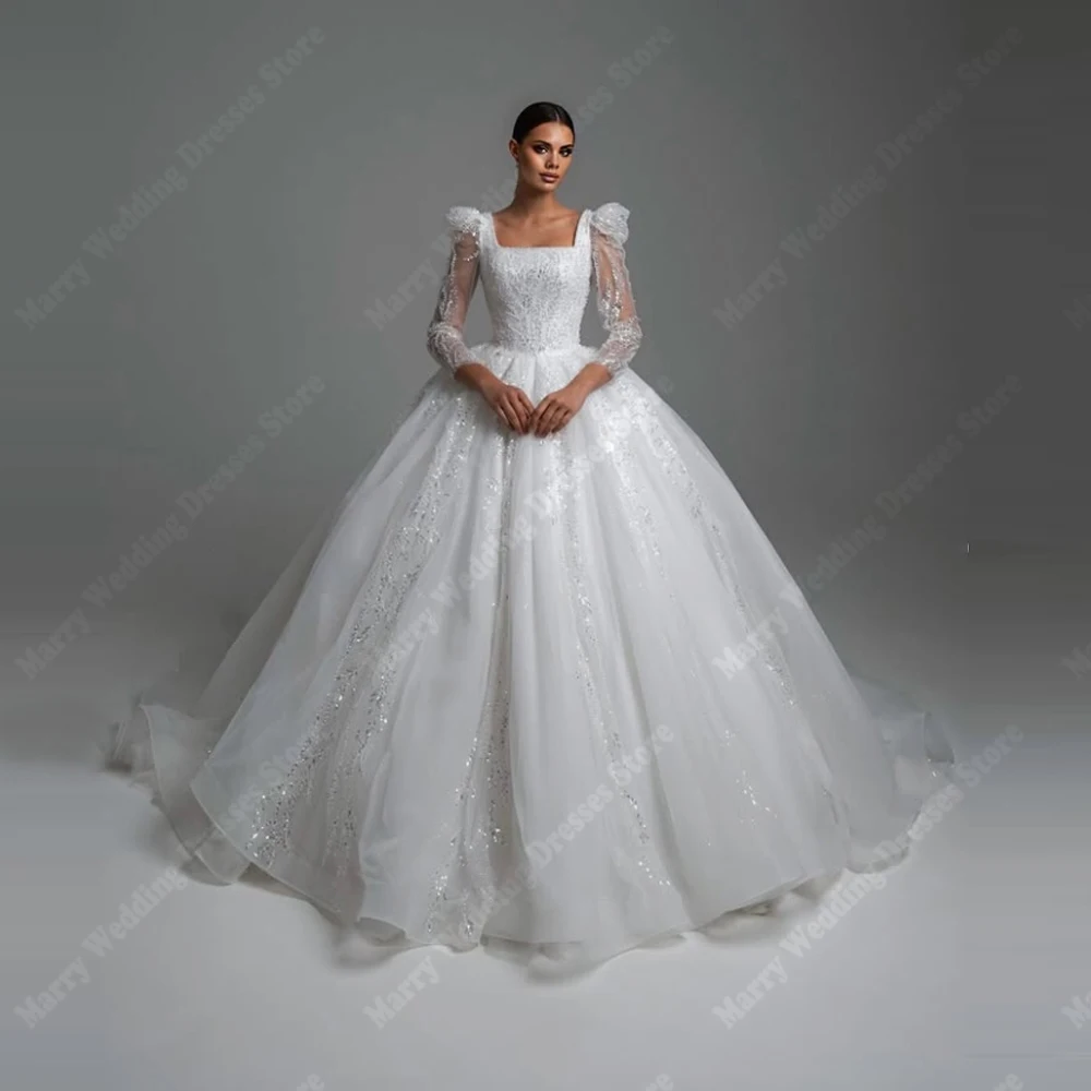 Square-Neck A-Line Women Wedding Dresses Sexy Long Sleeves Lace Appliques Bridal Gowns Party Vestidos De Novias 2025 Customized 
Square-Neck A-Line Women Wedding Dresses Sexy Long Sleeves Lace Appliques Bridal Gowns Party Vestidos De Novias 2025 Customized