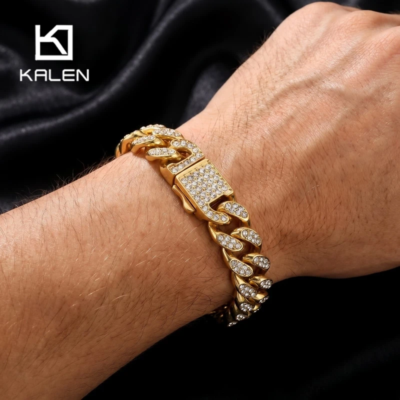 kalen Sparkling Zircon Men's Bracelet Punk 18K Gold Plated Stainless Steel Jewelry Personalized Gifts
kalen Sparkling Zircon Men's Bracelet Punk 18K Gold Plated Stainless Steel Jewelry Personalized Gifts