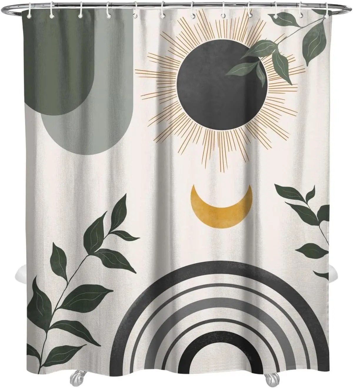 Mid Century Abstract Boho Aesthetic Shower Curtain Set, Gray Nature Leaf Sun Modern Minimalist Home Bathroom Curtain Decor with
Mid Century Abstract Boho Aesthetic Shower Curtain Set, Gray Nature Leaf Sun Modern Minimalist Home Bathroom Curtain Decor with