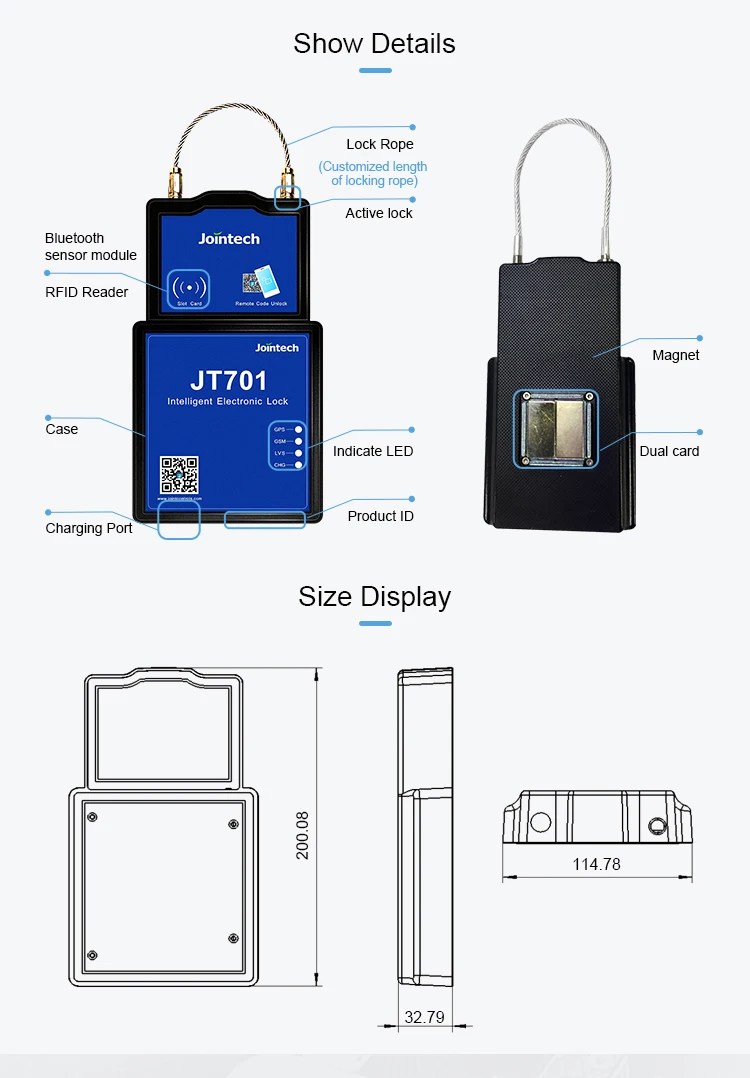 Jointech JT701 4G GSM Tracking Device Padlock Tracker
Jointech JT701 4G GSM Tracking Device Padlock Tracker