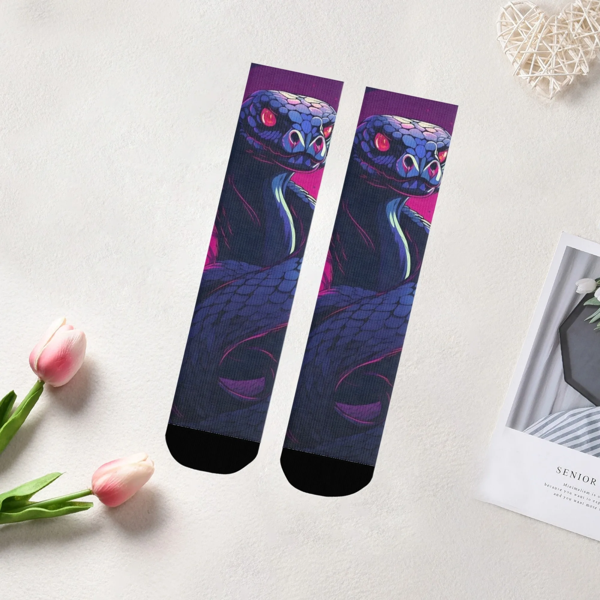 Cyberpunk Fantasy Dark Snake Mid-Calf Socks Red Eyes & Purple Scales Weave Cool Art Sense Casual & Streetwear Eye-Catching
Cyberpunk Fantasy Dark Snake Mid-Calf Socks Red Eyes & Purple Scales Weave Cool Art Sense Casual & Streetwear Eye-Catching